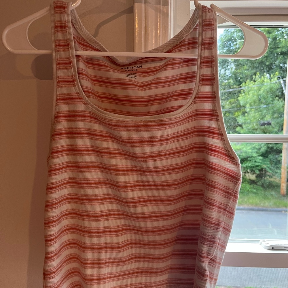 American Eagle Outfitters Pink and White Striped Tank Top